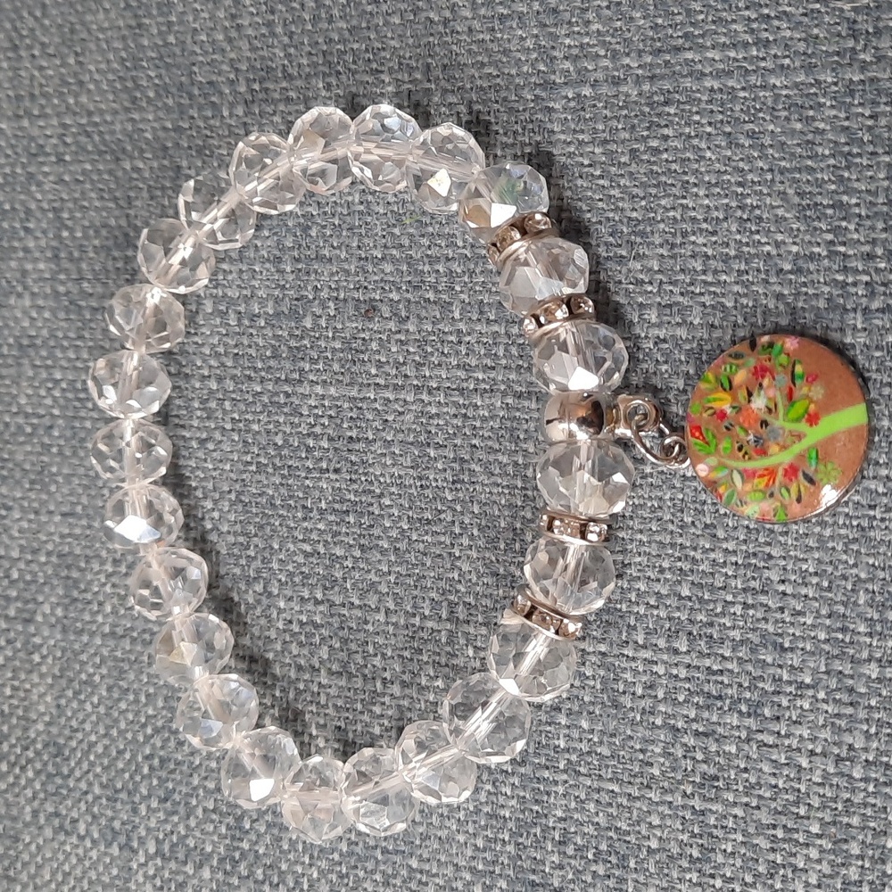 Bracelet Crystal Tree of Life Charm Stretch Elastic Strength Symbol Pretty New